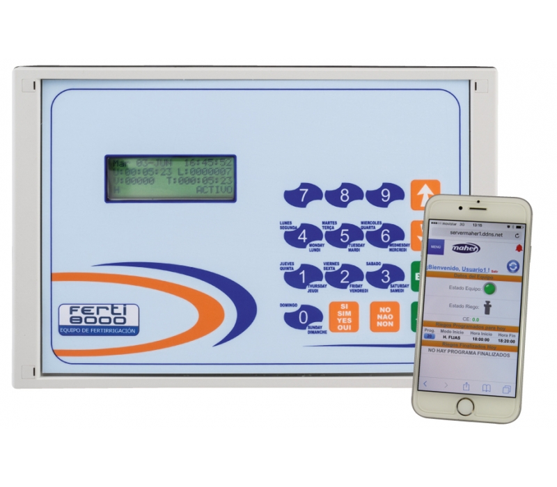 FERTI 8000 - Programador de regas para culturas hidropónicas com controlo de fertirrigação mediante os parâmetros de pH e condutividade elétrica