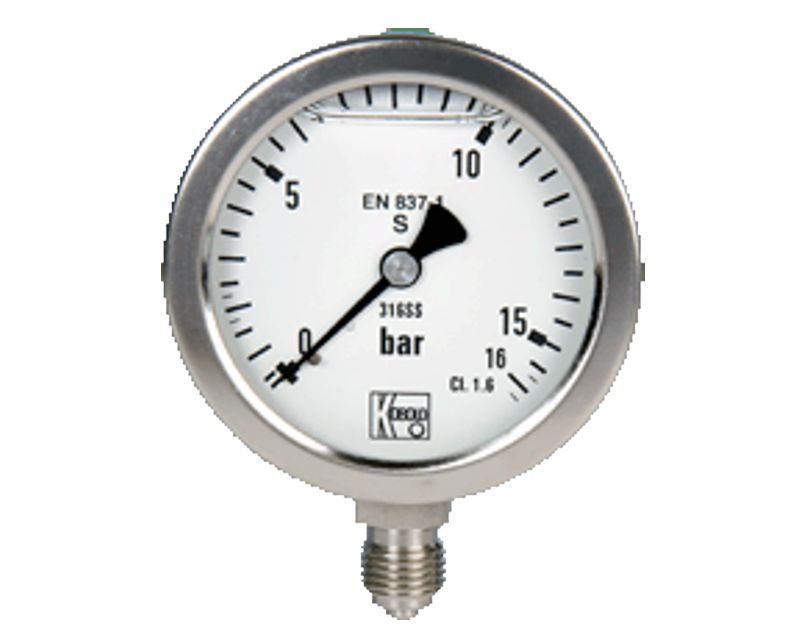 Manómetro para indicação de pressão em aço inoxidável